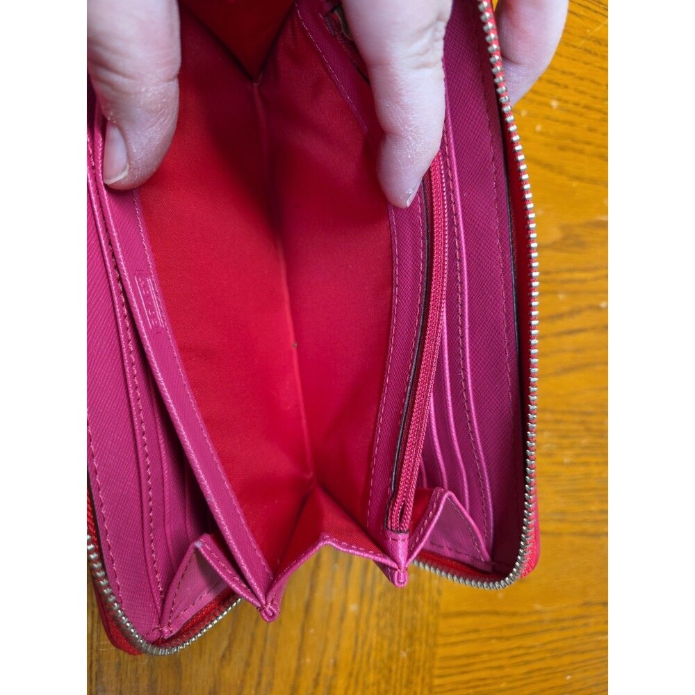 Coach Madison Gathered Leather Zip Around Wallet Raspberry - Picture 11 of 12
